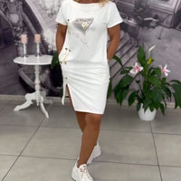 Tarra | Diamant-Grafik-Minikleid