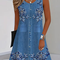 Lauren | zeitloses ärmelloses Kleid aus Kunstdenim für entspannte Tage