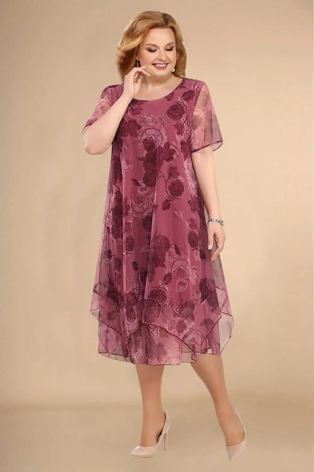 Mhira | Blüten-Chiffonkleid