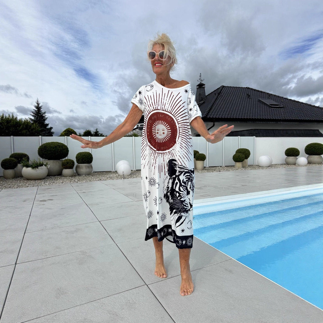 Kayla | klassisches Festtagskleid für Damen mit V-Ausschnitt und kurzen Ärmeln