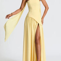 Amaris | stilvolles Maxikleid mit Schlitz und Schleifendetail