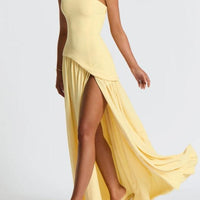 Amaris | stilvolles Maxikleid mit Schlitz und Schleifendetail