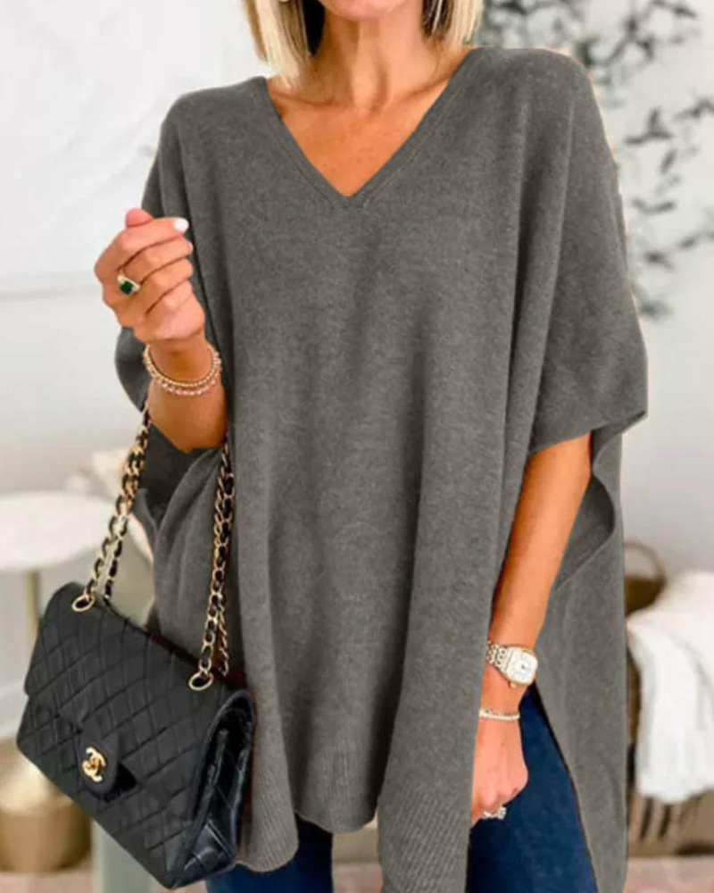 Eliery | Poncho-Pullover mit V-Ausschnitt