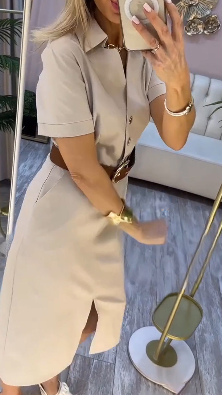 Deima | Luxuriöses Kleid mit Gürtel und Schlitz