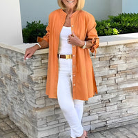 Tesla | Lange Hemdjacke aus Baumwolle für Frauen