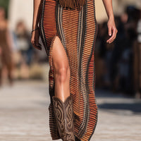 Piera | Stammes-Fransen-Maxikleid