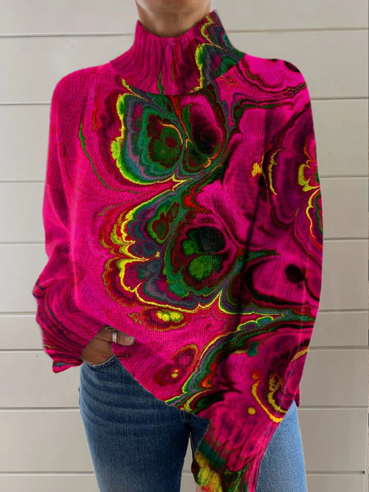 Zhera | Strickpullover mit abstraktem Kunstmuster