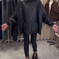 Piora | Lockere PU-Leder-Hoodie