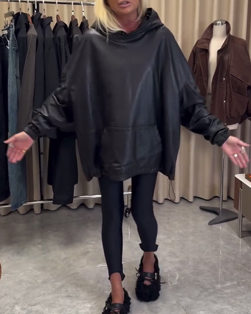 Piora | Lockere PU-Leder-Hoodie