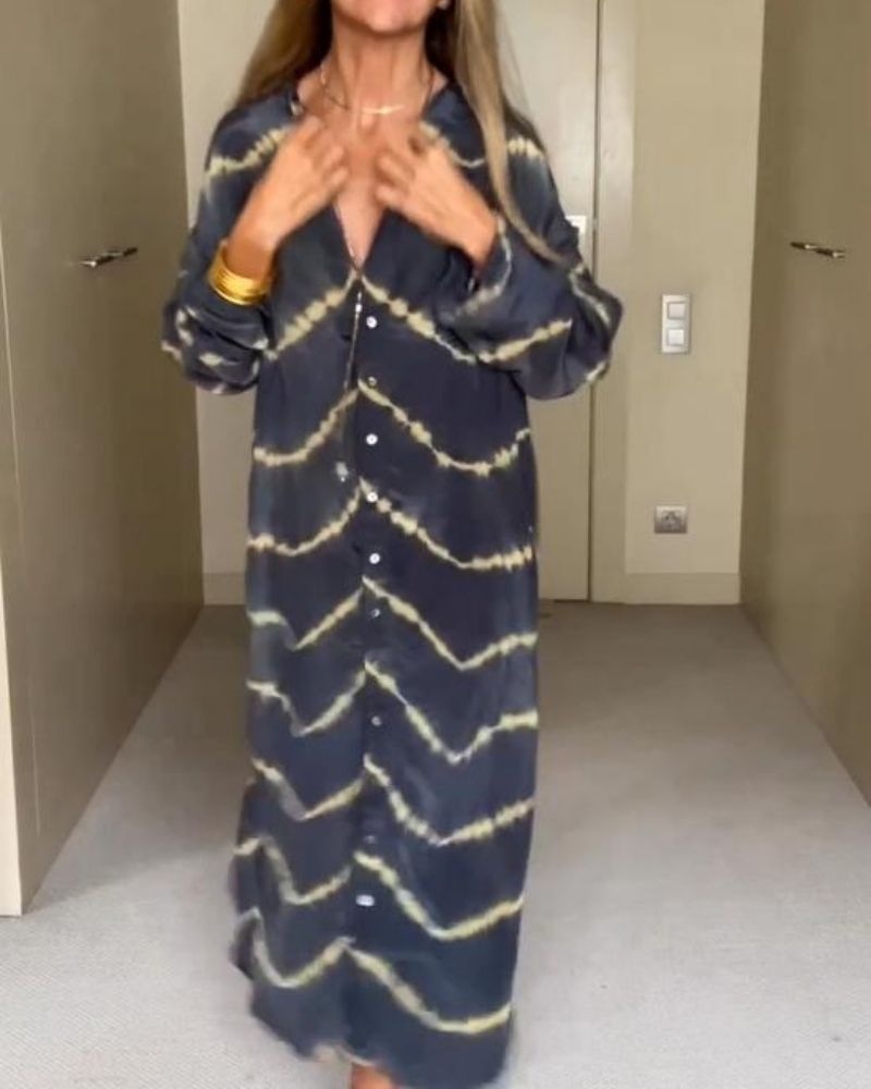 Bronya | Stilvolles Bohemian Kleid mit Streifen und langen Ärmeln