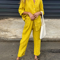 Esmeralda | Hemd mit V-Ausschnitt und Hose aus Baumwolle und Leinen