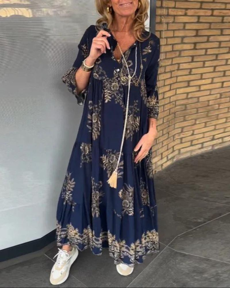 Irene™ | Lässiges Vintage-Kleid mit V-Ausschnitt