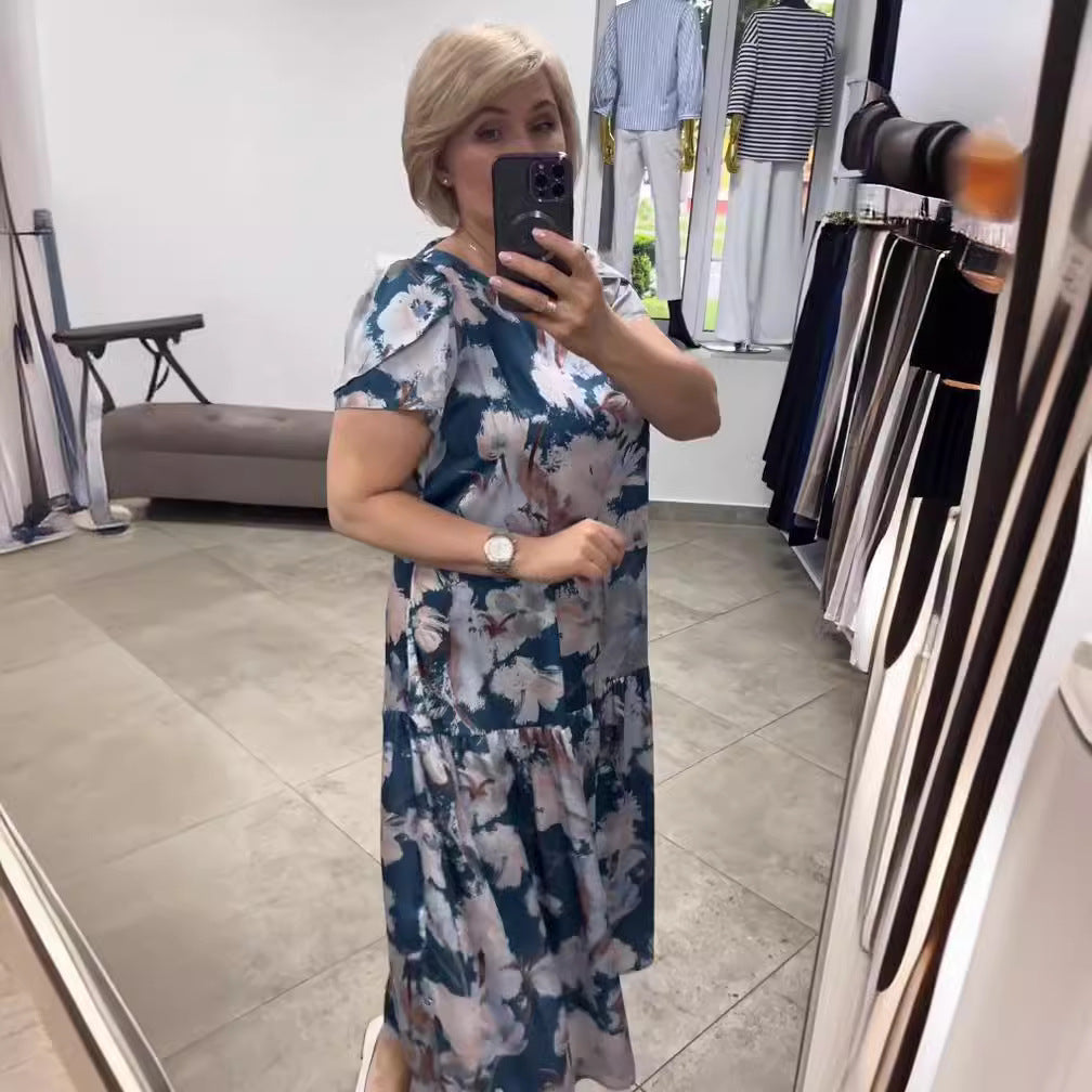 Sharaj | Elegantes Sommerkleid aus blumiger Baumwolle und Seide