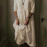 Harmoni | zeitloses Leinen-Kleid mit klassischem Rundhals