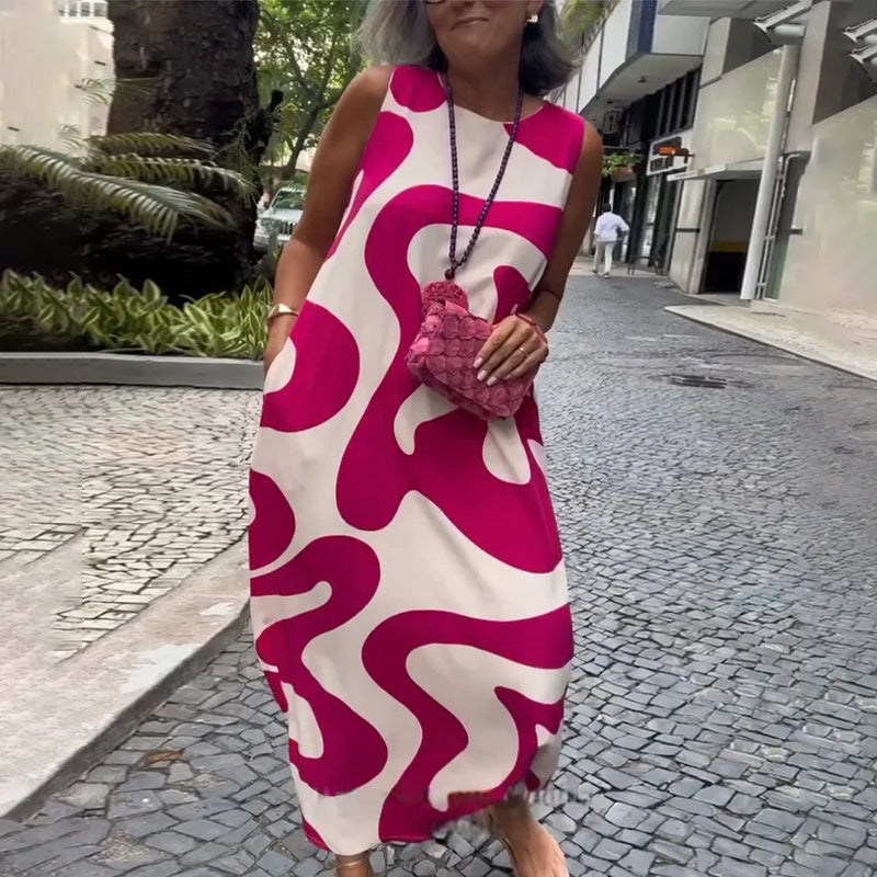 Bertha | Stylisches ärmelloses Kleid mit geometrischem Druck