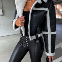 Marcelline™ – Elegante Lederjacke mit Plüschbesatz