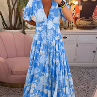 Aura | elegantes Kleid mit V-Ausschnitt und Blumenprint