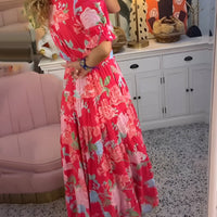 Aura | elegantes Kleid mit V-Ausschnitt und Blumenprint