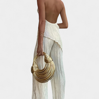 Nancy | feminines Plissee-Set mit asymmetrischem Oberteil und fließendem Schnitt