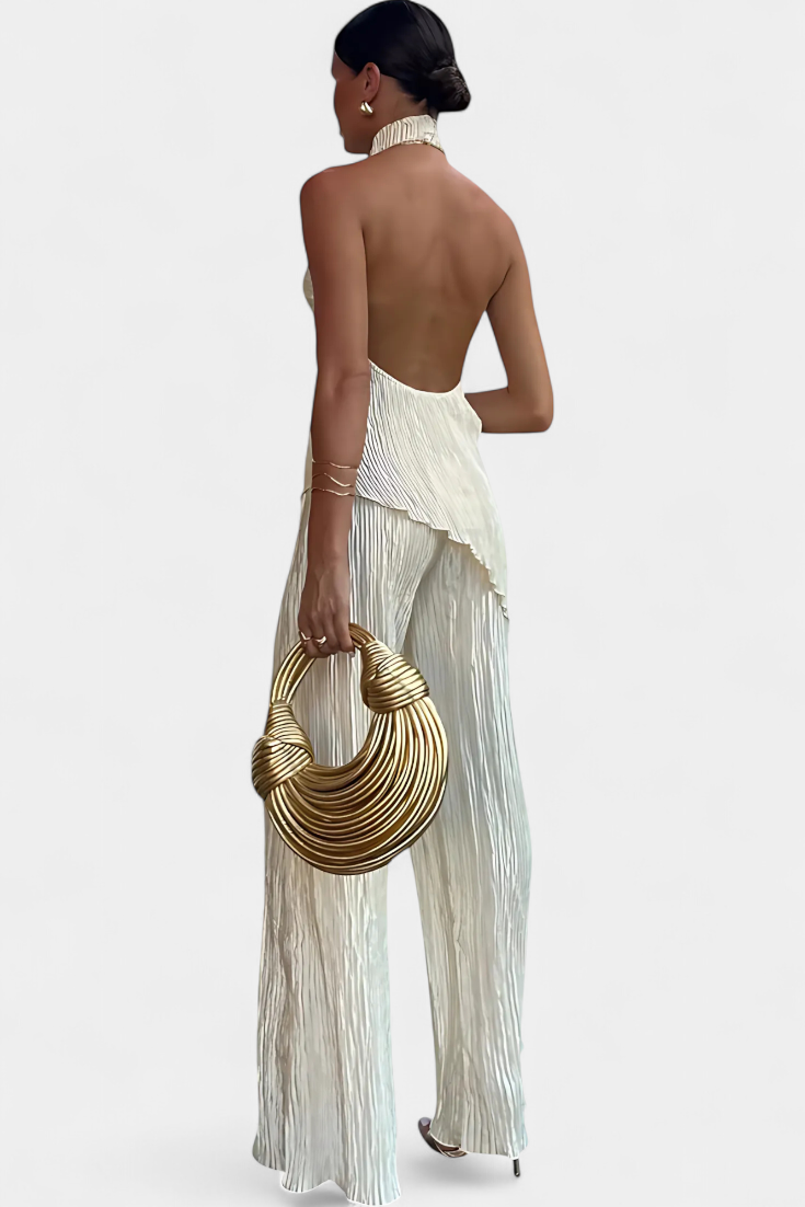 Nancy | feminines Plissee-Set mit asymmetrischem Oberteil und fließendem Schnitt