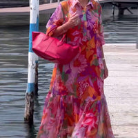 Helena | Bunt bedrucktes Kleid mit lockeren Laternenärmeln