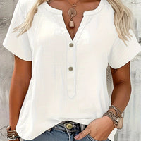 Sofia | feminines Oberteil mit V-Ausschnitt und dekorativer Knopfleiste