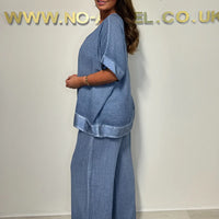 Lenie | Baumwoll-Leinen Anzug mit V-Ausschnitt