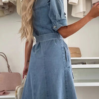 Luna | stilvolles Maxi-Jeanskleid mit langen Ärmeln für Damen