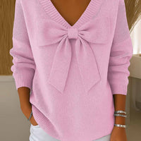 Rylie | Damen-Langarmshirt, mit Schleife & V-Ausschnitt