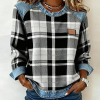 Carlen | Stilvolles Sweatshirt mit Patchwork-Karomuster