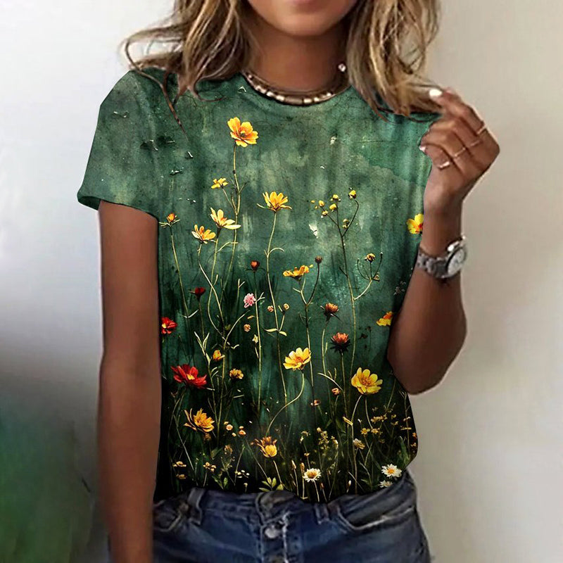 Daisy | bequeme Vintage T-Shirt mit Blumendesign