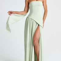 Amaris | stilvolles Maxikleid mit Schlitz und Schleifendetail