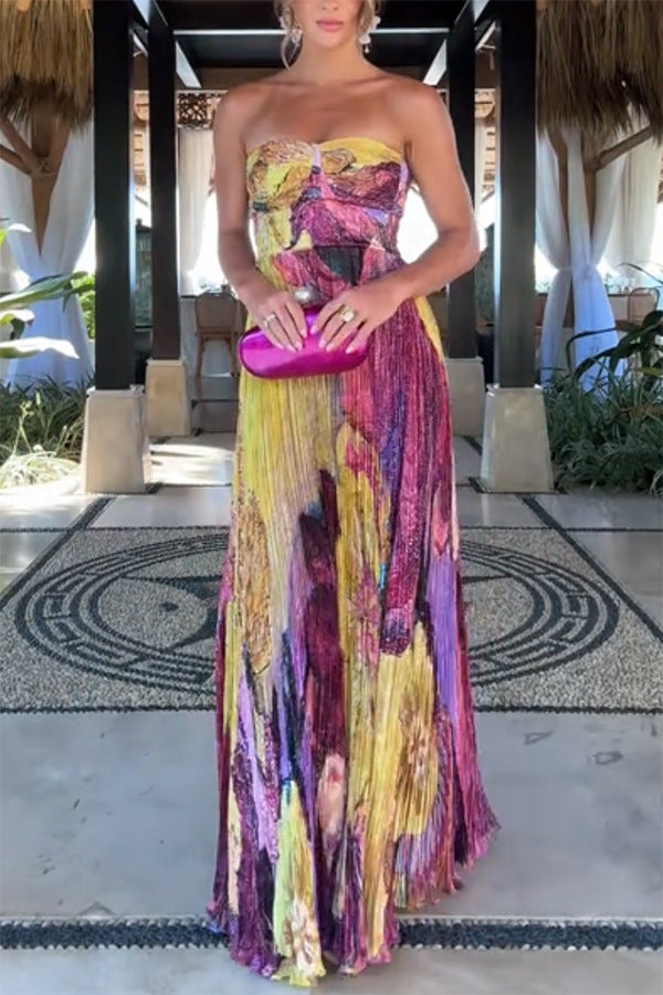 Masih | Vibrierendes Plissee-Maxikleid