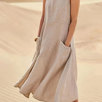 Yasmi | Locker geschnittenes ärmelloses Leinenkleid