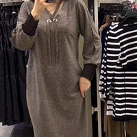 Mianna | Stylisches langärmeliges Kleid mit Kordelzug am Dekolleté