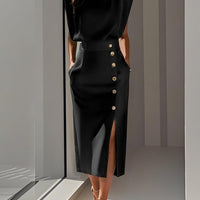 Nice | Einfarbiges Midikleid mit Knopfleiste