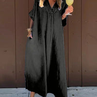 Saene | Entspanntes Midikleid mit weitem Bein und kurzen Ärmeln