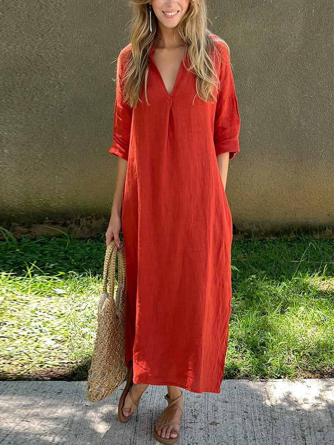 Rosanna | Schlichtes Kleid aus Baumwolle und Leinen