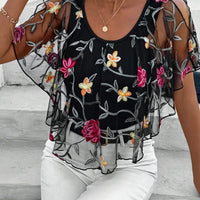 Adeline | elegante Bluse aus schwerem besticktem Netzgewebe