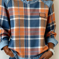 Carlen | Stilvolles Sweatshirt mit Patchwork-Karomuster