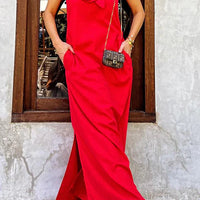 Qincy | Spaghetti-Träger Kleid mit 3D-Blume