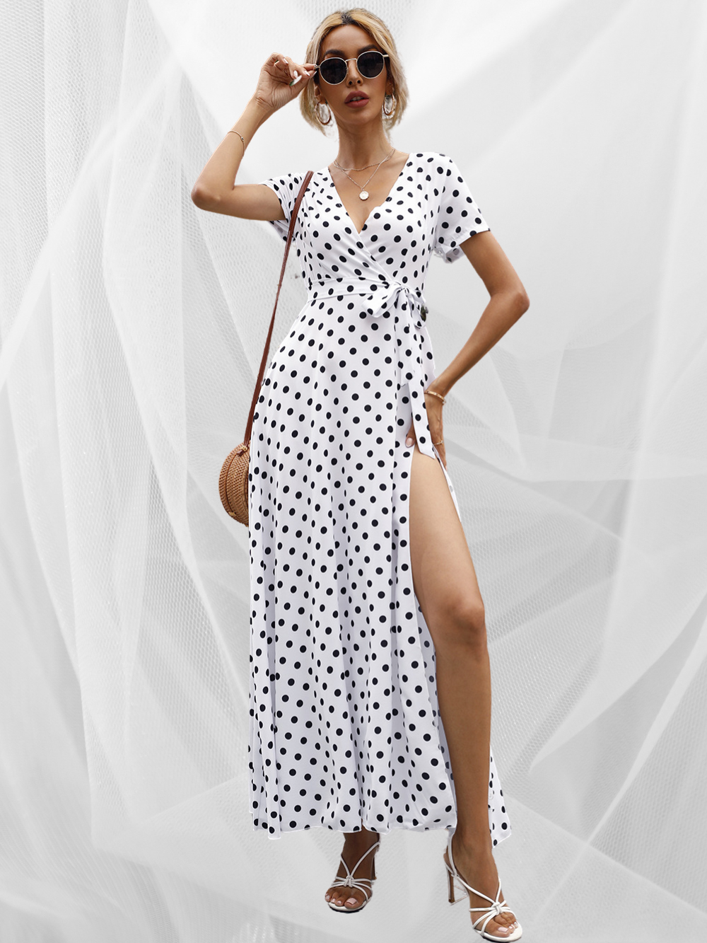 Savannah | Lässiges Kleid mit geteiltem Punktmuster