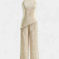 Nancy | feminines Plissee-Set mit asymmetrischem Oberteil und fließendem Schnitt