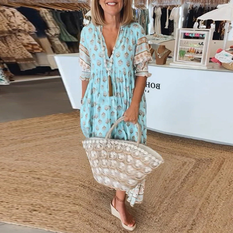 Liana | Bedrucktes Kleid mit V-Ausschnitt