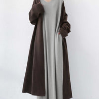 Frieda | elegantes Damenkleid mit V-Ausschnitt und langen Ärmeln