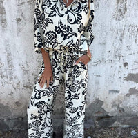 Zayene | Lässiges Damen-Set mit Knopfleiste-Hemd und weitem Bein