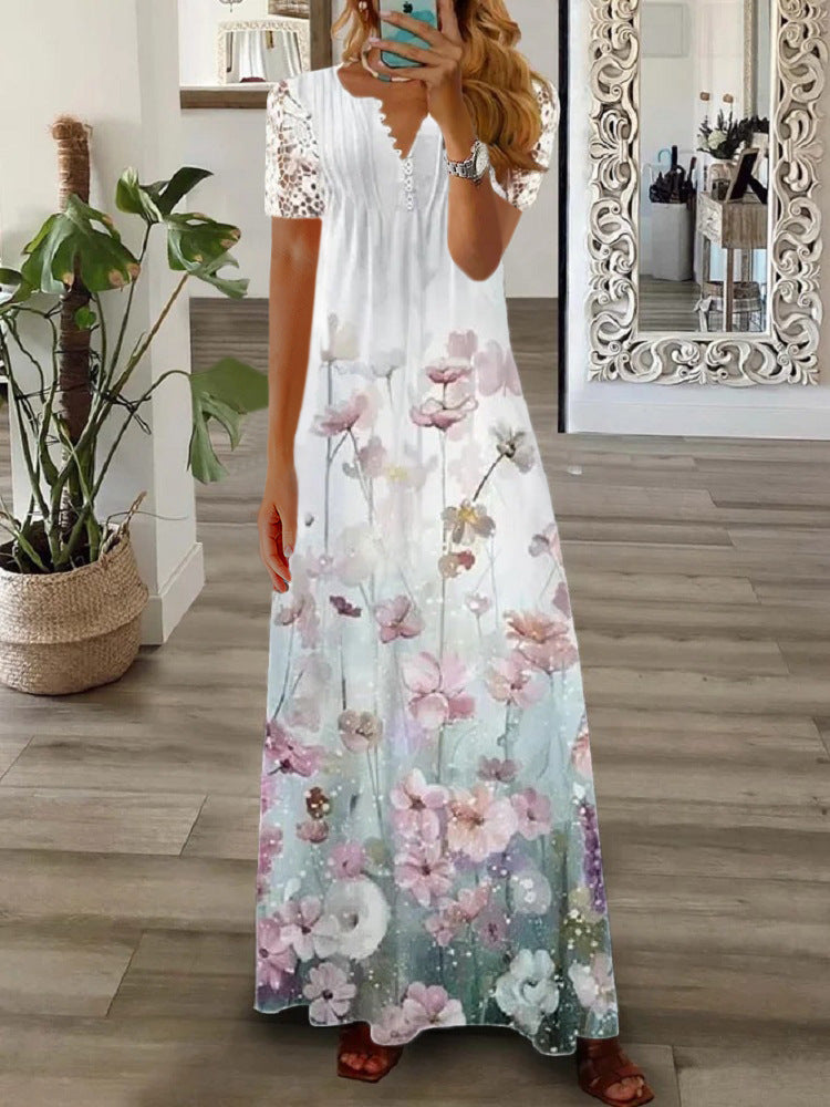 Carissa | Kurzarmkleid mit Spitzenprint