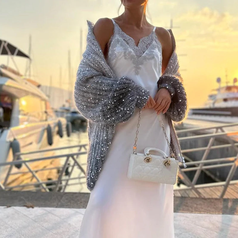 MaraKnit™ | Strickjacke mit Glitzerpailletten