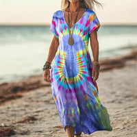 Sukie | Kurzärmeliges Maxikleid im Boho-Stil