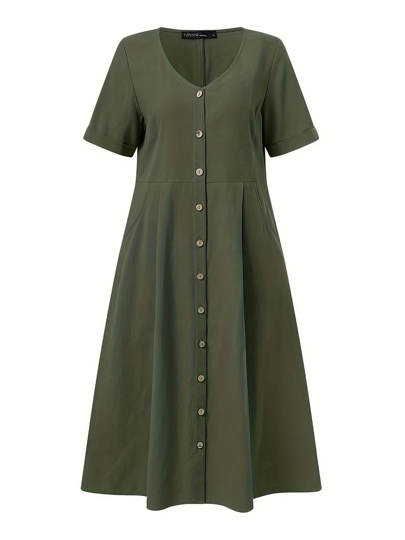 Nelian | Feminines Kleid mit Herzausschnitt und Knöpfen